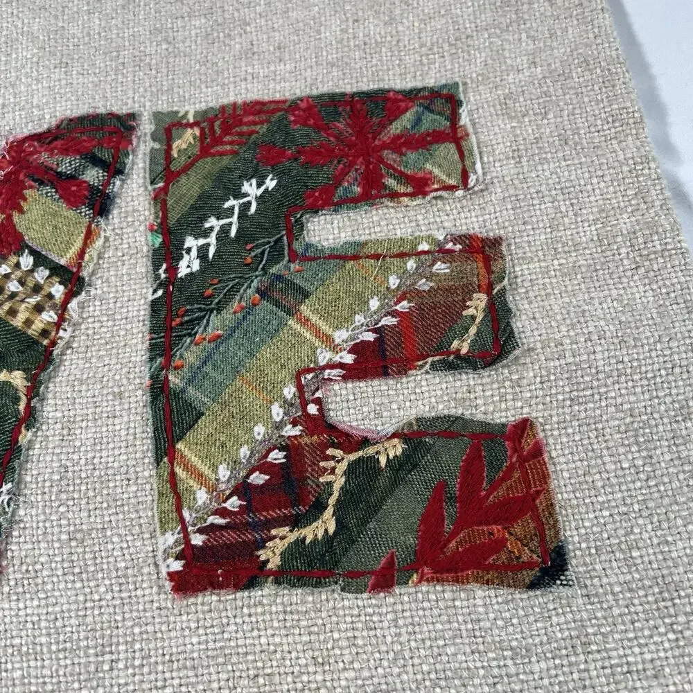 Pottery Barn LOVE Patchwork Lumbar Christmas Pillow Cover Winter Dreams NEW